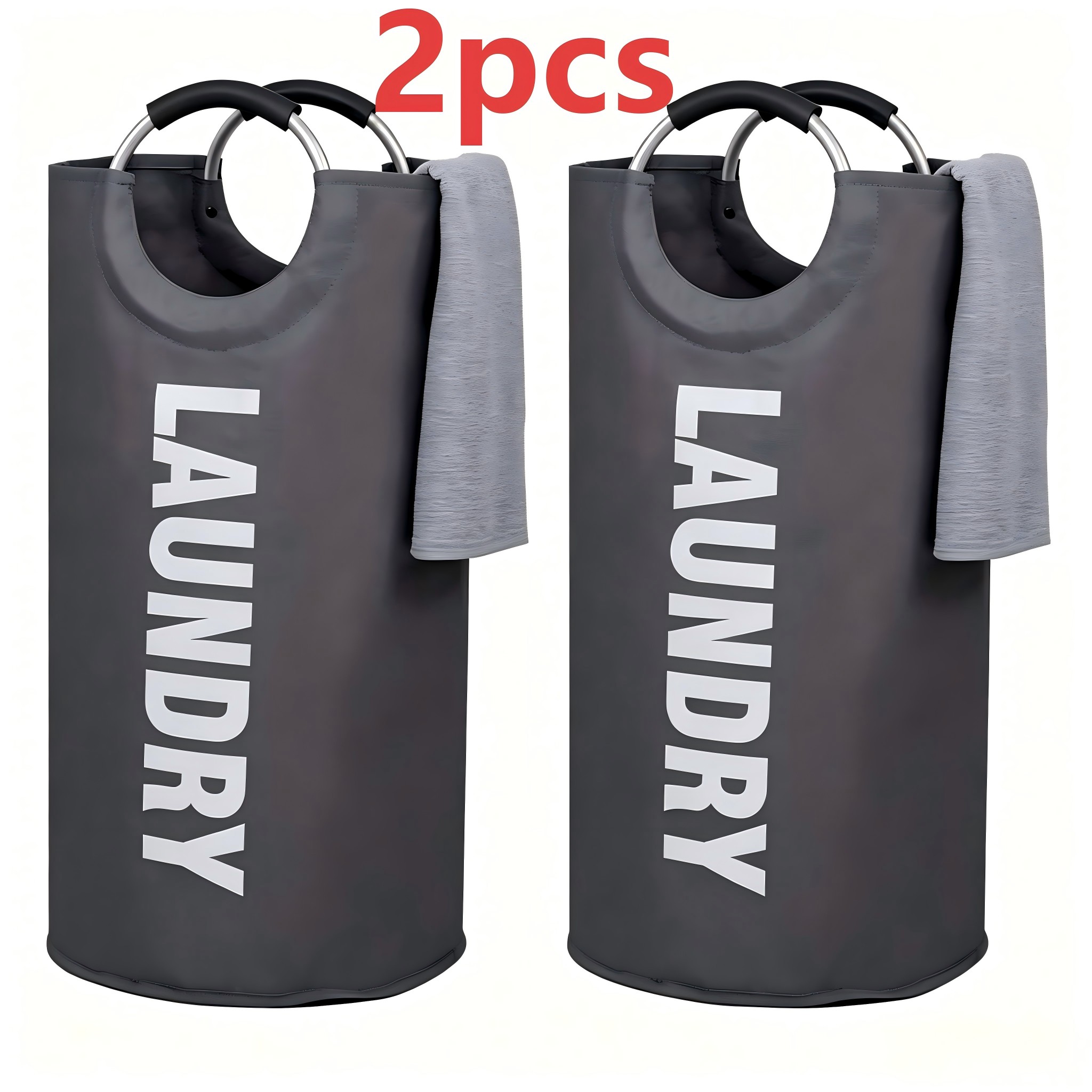 TEMU 2pcs Extra Large Bohemian Style Fabric Laundry Baskets With Handles - Freestanding High-legged Dirty Clothes Hamper, Suitable For Bedroom,