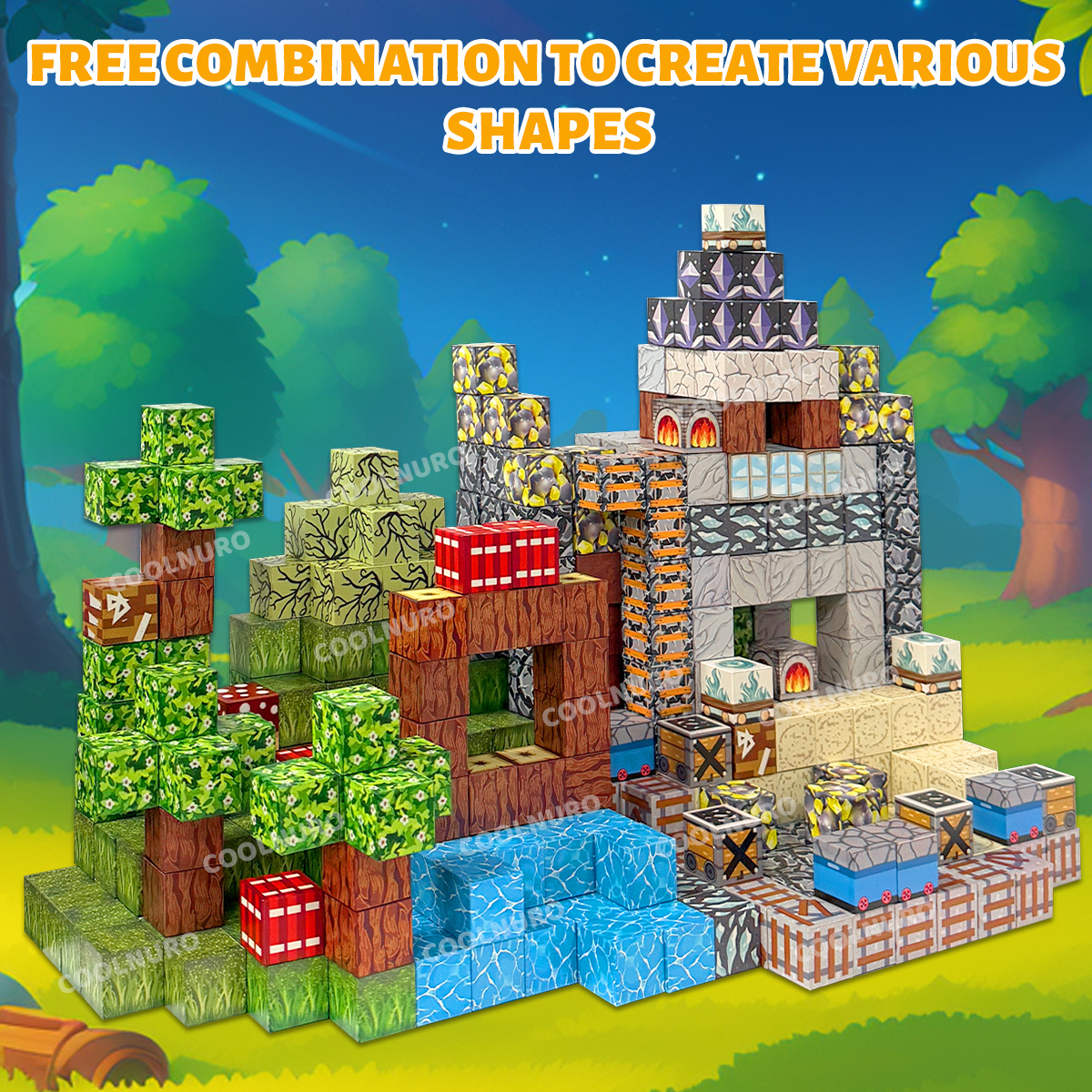 Forest Cave Theme Magnetic Building Blocks Set
