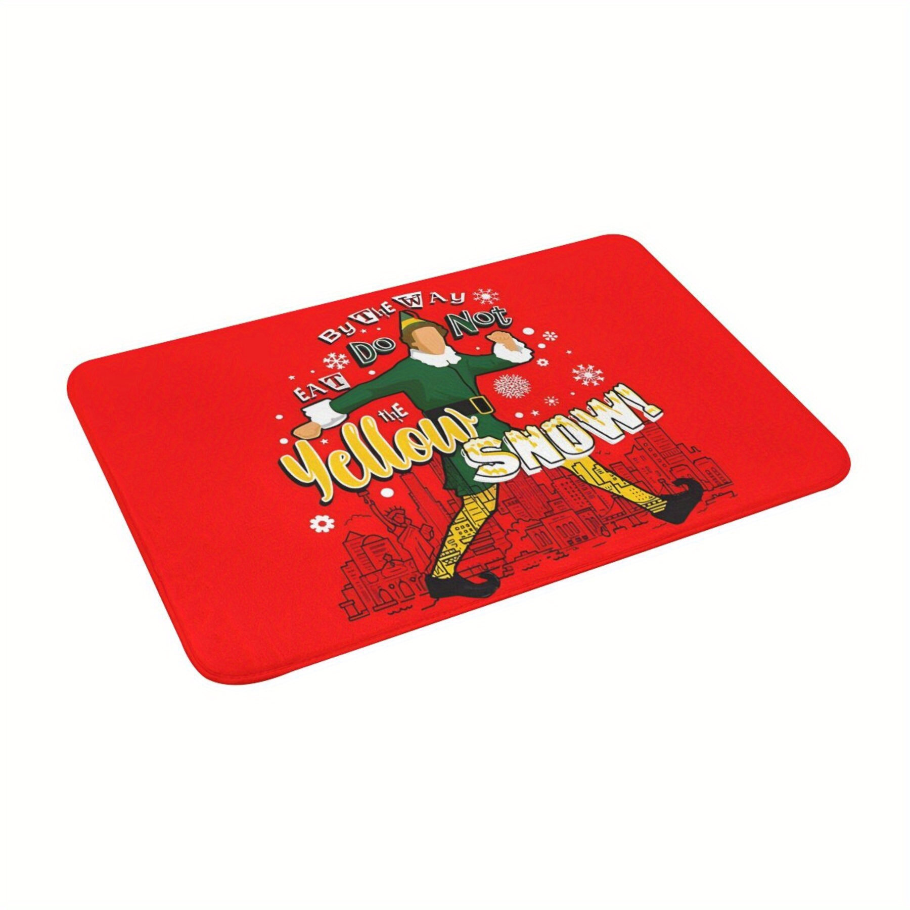 

Buddy The Elf 'do Not Eat The ' Anti-slip Doormat - Living Room, Entrance & , Machine Washable Polyester, For Christmas