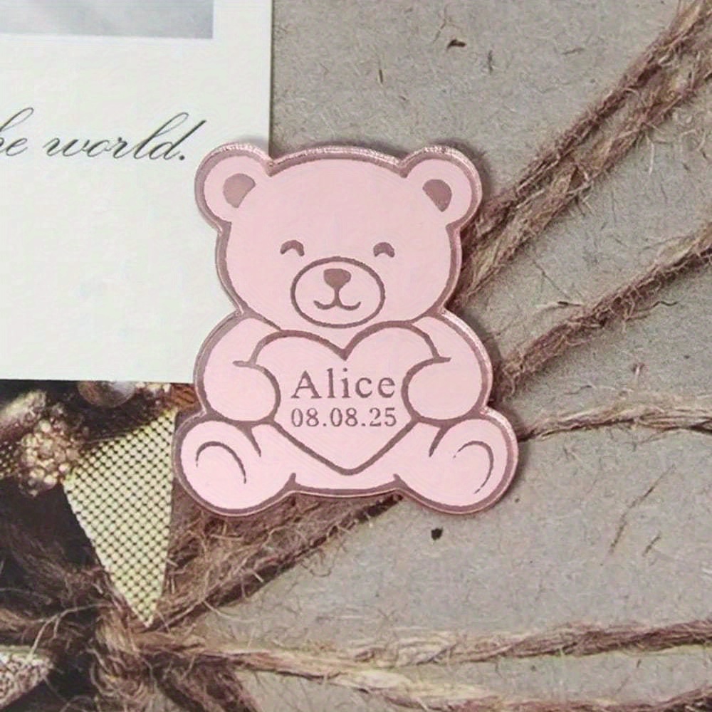 TEMU 10/30/50 pz Etichette Personalizzate Orsetto per Scatole di in Acrilico, Decorazione per Scatole di , Etichette Personalizzate, Bomboniere