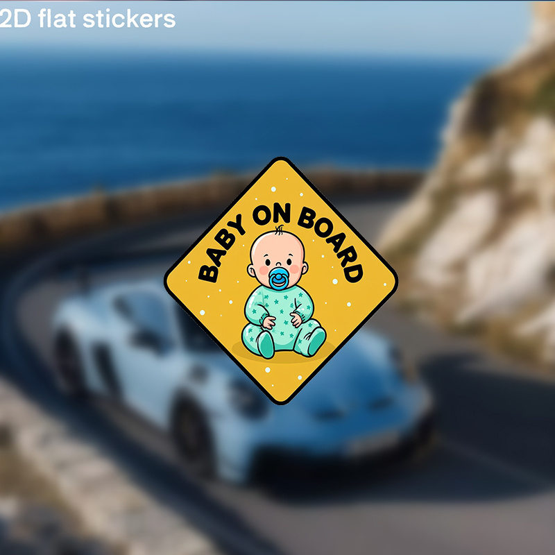 Charming Baby on Board Design 2D Flat Decorative Stickers