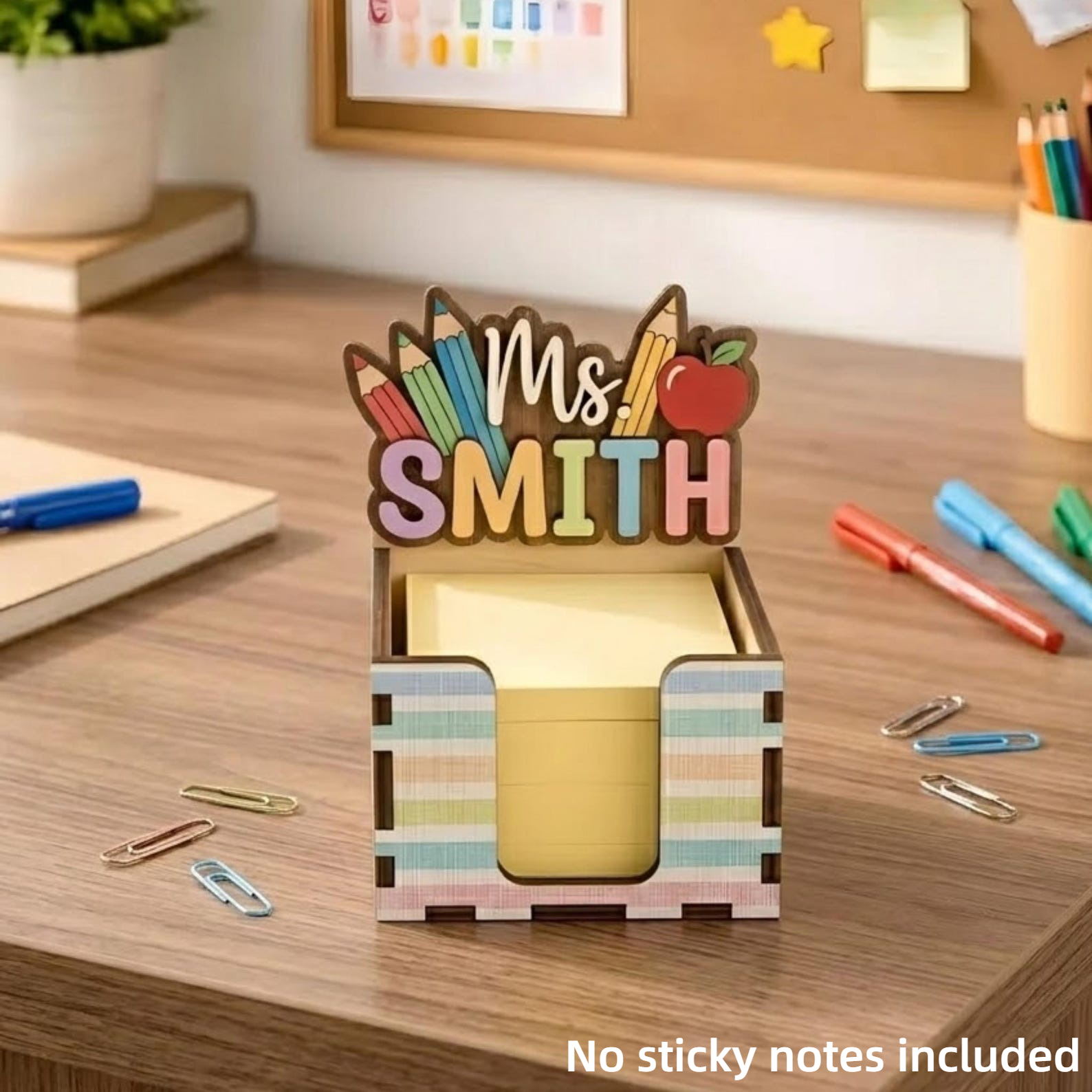 TEMU Custom Teacher Sticky Note Pad Holder, Personalized Wooden Desk Accessory, Back To School Teacher Gift, Teacher Appreciation Gift