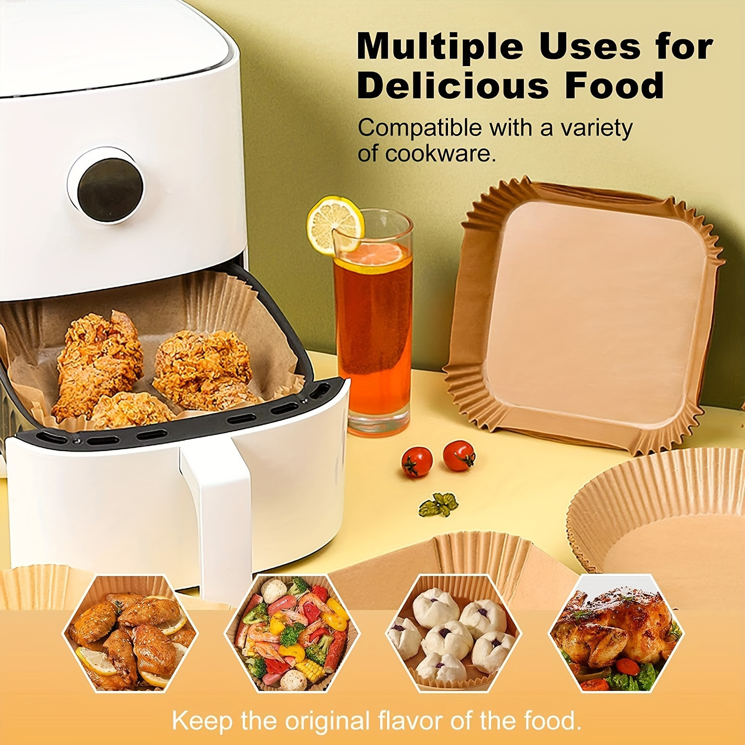 versatile air fryer baking paper set   parties ideal for frying baking microwave use essential kitchen accessory details 2