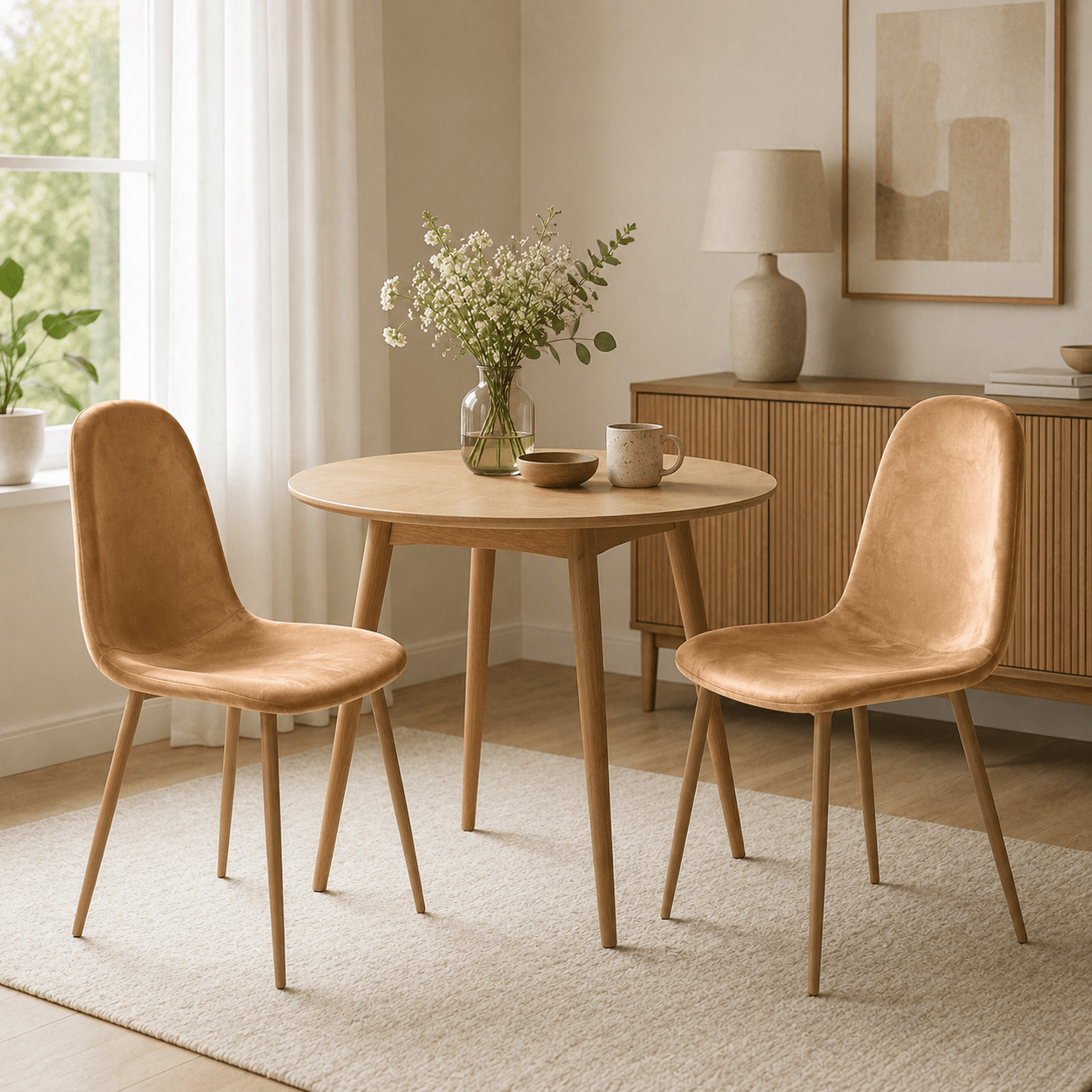 Modern Velvet Dining Chair Set Of 2, Soft Upholstered Seat With Sturdy Golden Metal Legs, Mid-century Accent Side Chairs For Dining Room, Kitchen, Living Room, Bedroom, Home & Restaurant