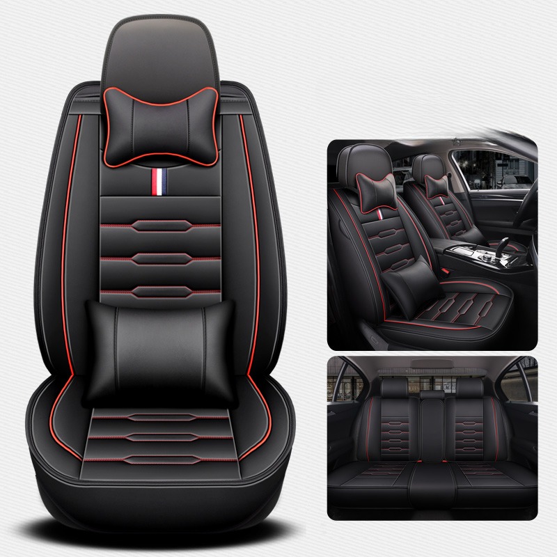 TEMU 5-seat Seat Covers, New Style, Premium, , Universal Fit, Includes 2pcs Headrests And 2pcs Lumbar Supports, Full Coverage, Integrated Design, Car