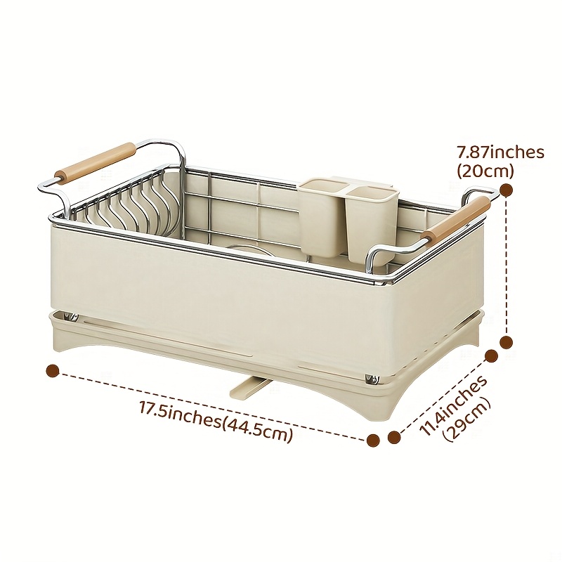 Stainless Steel Dish Rack With - Large Capacity, Single Layer Kitchen Organizer For Dishes, Utensils & Cutlery, Dish Drying Rack, 304, Bowl Plate Storage