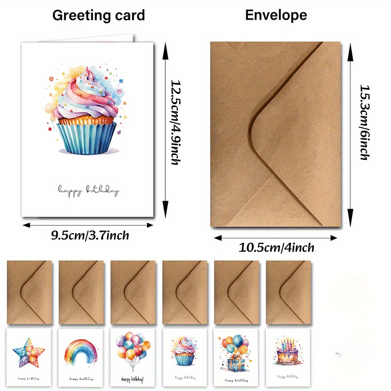 12pcs Watercolor Birthday Greeting Cards With Envelopes - Unique And Bright Designs Suitable For Everyone, Perfect For Birthdays, Celebrations, And Thank You Notes