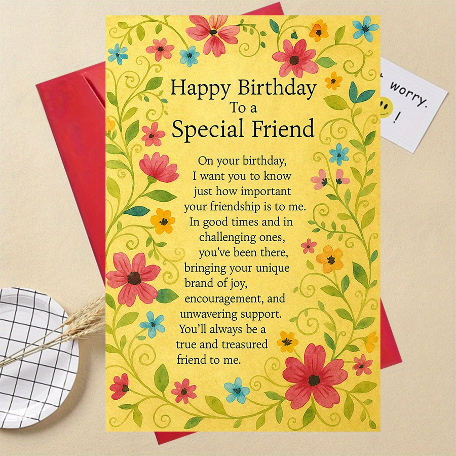 TEMU 1pc Birthday Card For Best Friend - Friendship Message With Greeting, Multicolor & Spanish/english Phrases-like Wishes (no Translation Needed) -