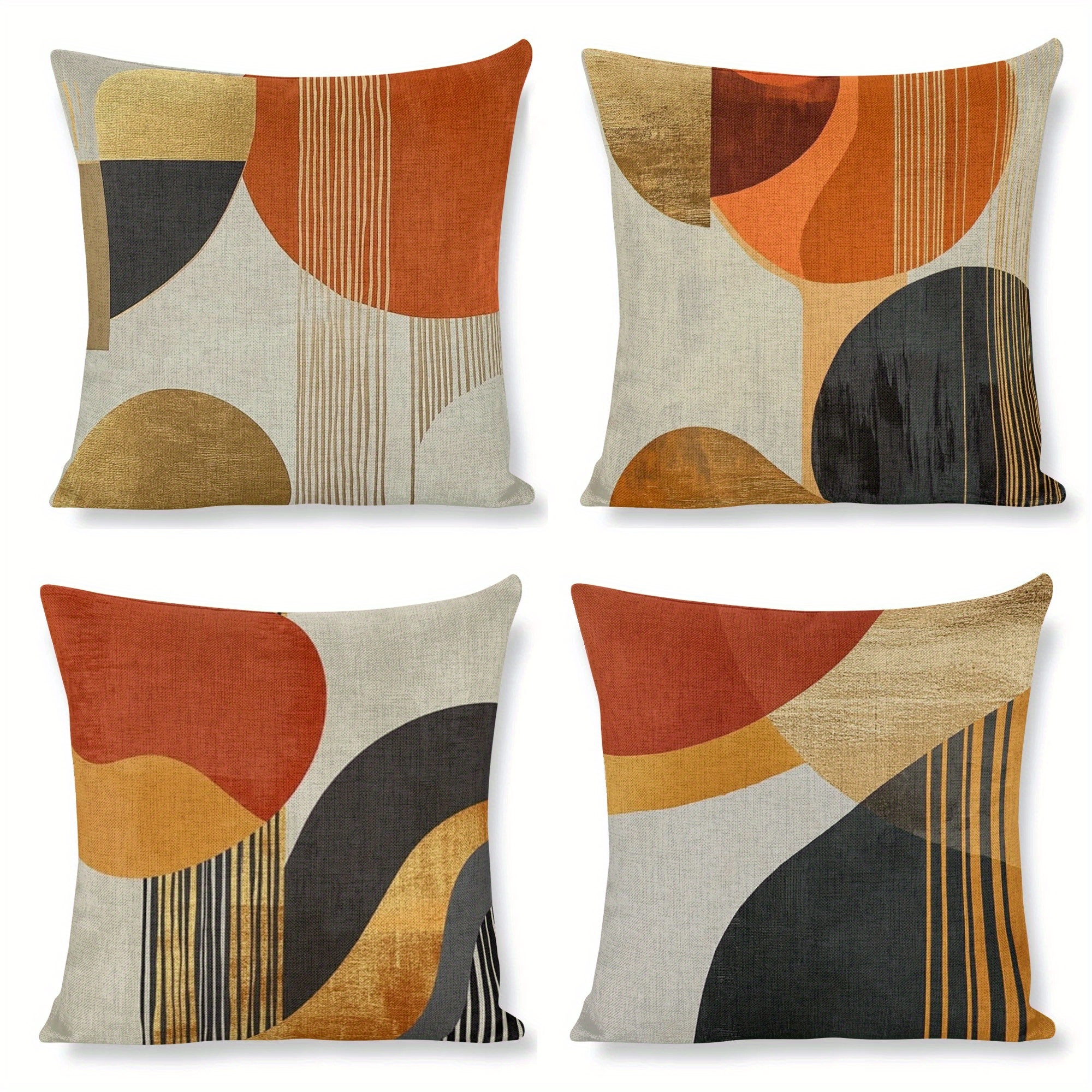 4 pack modern abstract geometric pattern pillow covers 18x18 inch double sided print zippered polyester cushion cases for sofa chair bed car living room decor machine washable Product details 5