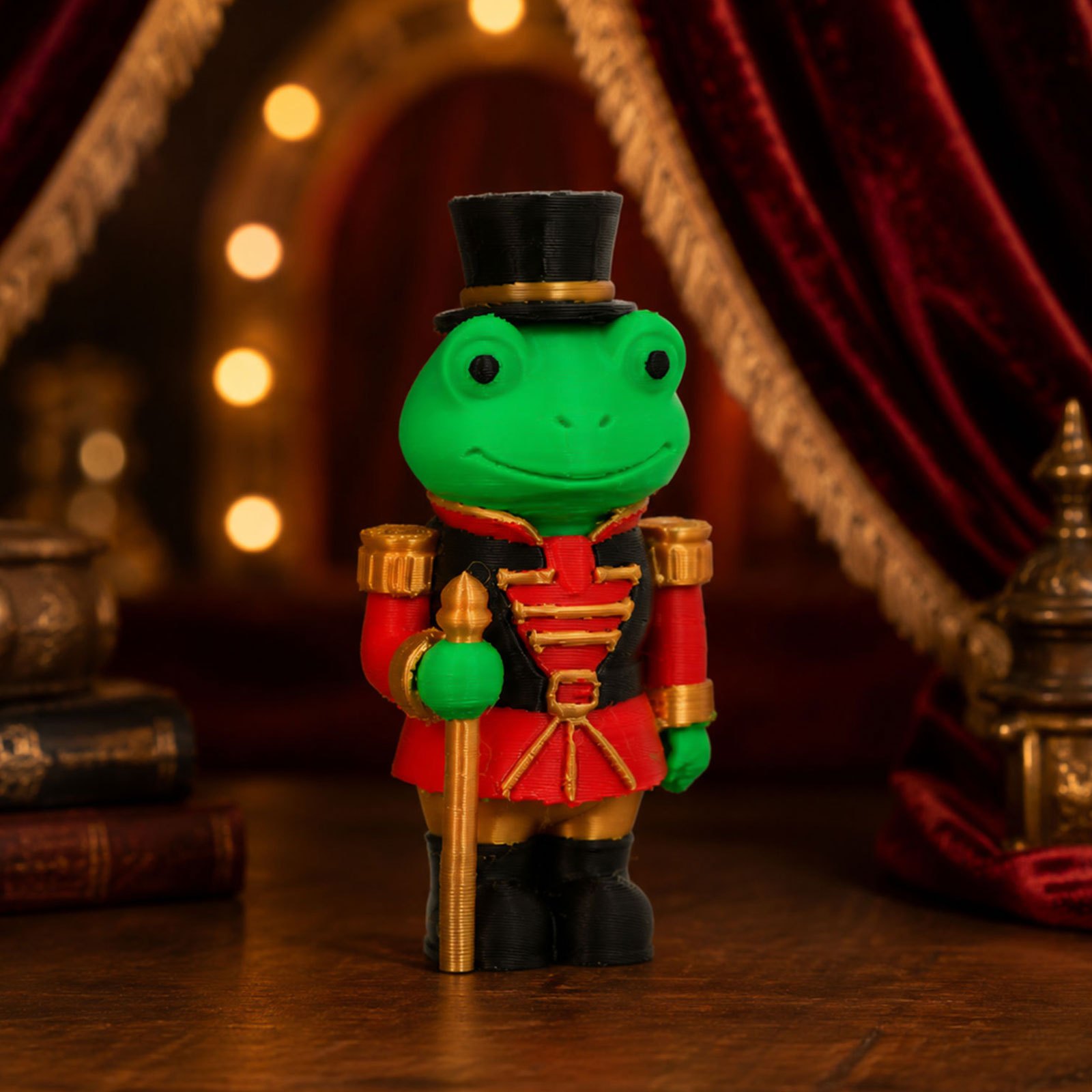 TEMU Vintage Frog Nutcracker Sculpture Ornament, Vintage Fairy Tale Desktop Decor, Everyday Desktop Decoration, Classic Uniform , Suitable For Living