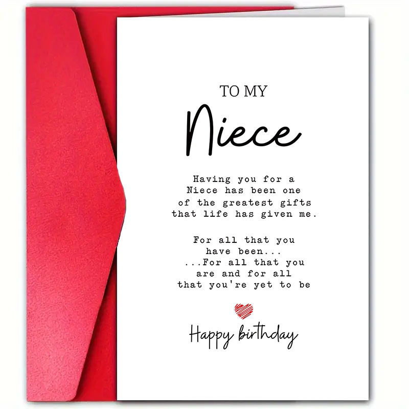 

1pc Birthday Greeting Card For Niece - High-quality Paper, Universal Birthday Wishes, Message, Includes Envelope, Family & Friends, 12cm X 18cm