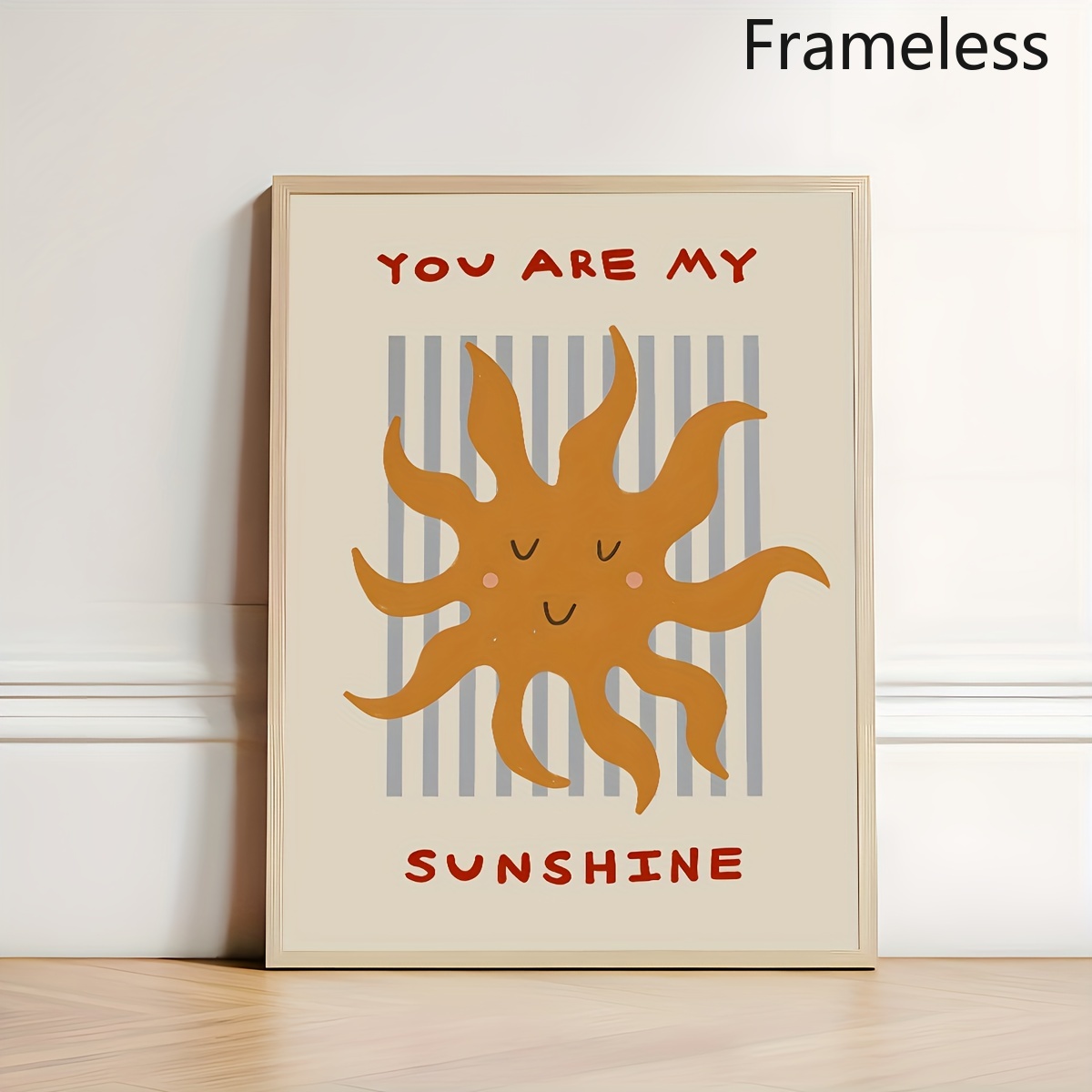 TEMU 2d Flat, 2d Flat, A Frameless 'you Are My Sunshine', Featuring A Blue Striped Oil Painting, Art, Perfect As A Birthday Gift, Suitable For Living