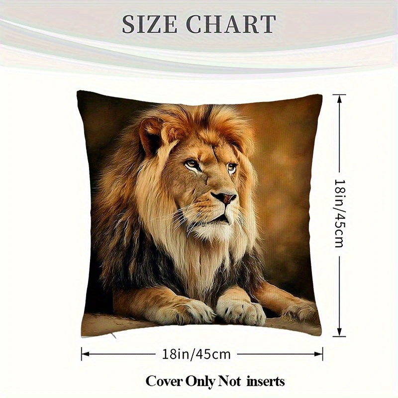 TEMU 1 Pillowcase, Featuring A Lion Gently Resting Its Paws, Made Of Machine-washable Polyester With A Zipper Closure, Suitable For Decorating Living