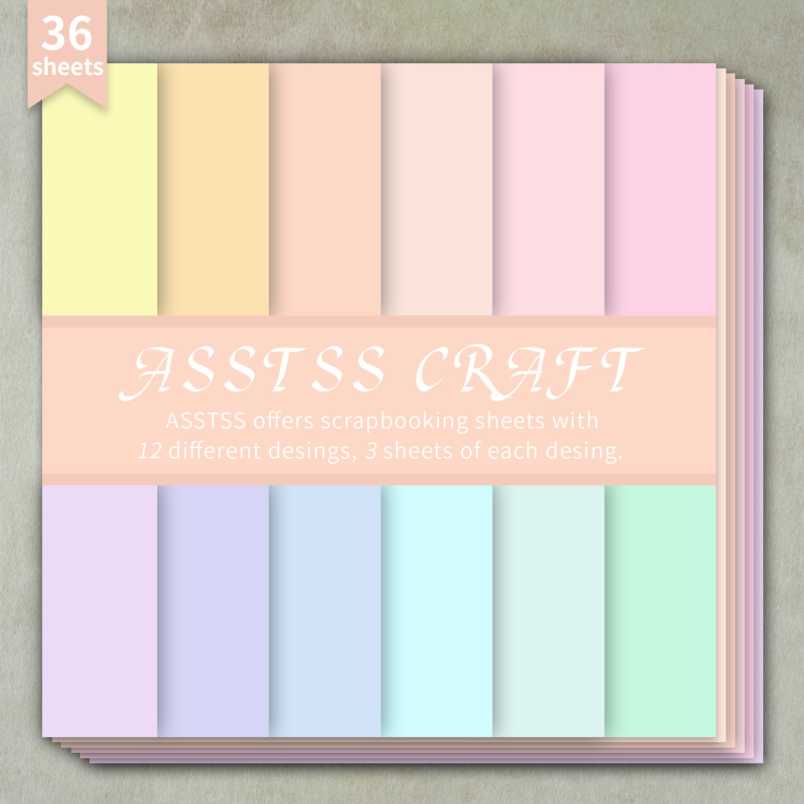 TEMU Bloc de papier pour scrapbooking ASSTSS 36 feuilles 6*6 pouces, fournitures de papier de support style minimaliste couleur unie pastel macaron,