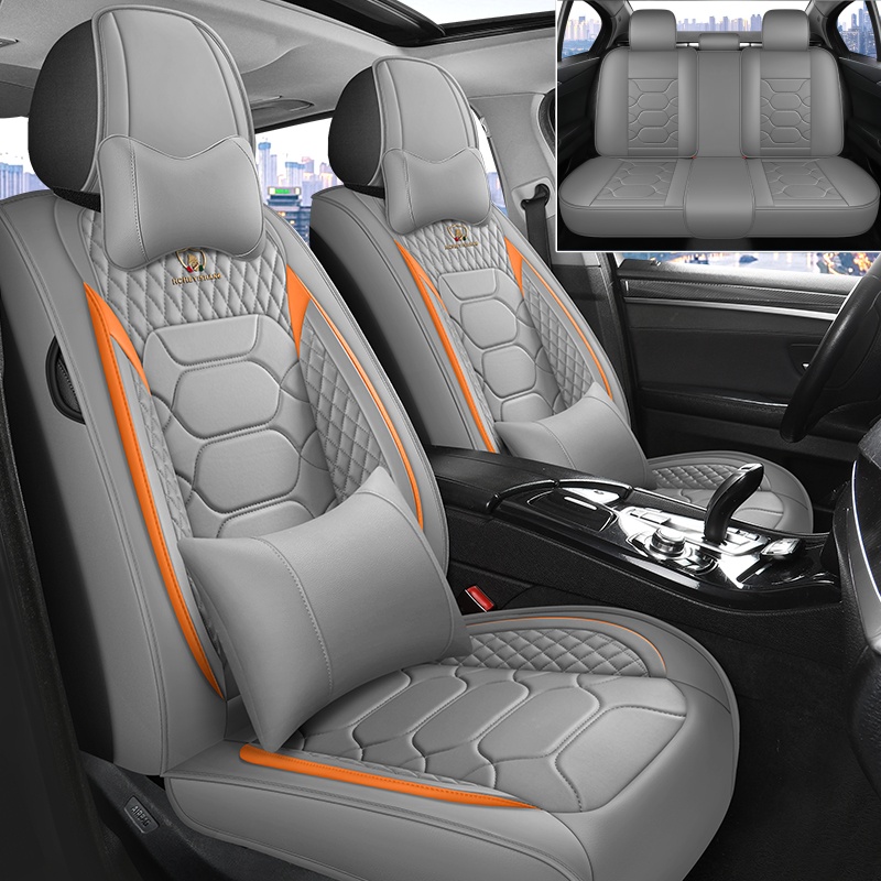 TEMU 5pcs Full Pu Leather Simple And Comfortable Car Seat Cushions, Comfortable Full-surround Front Seat Covers, Universal Size Car Accessories