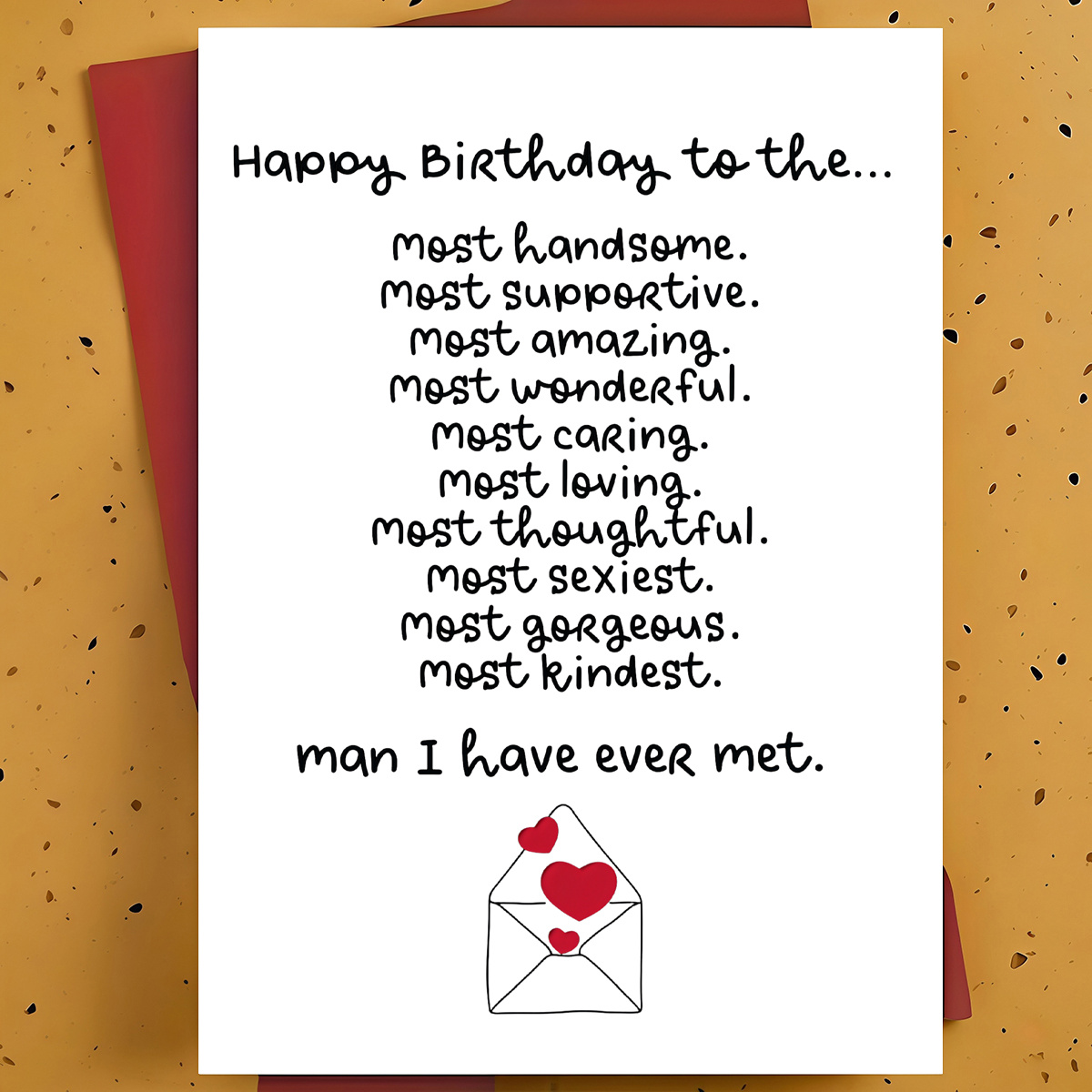 TEMU 1 carte de vœux d'anniversaire pour mari, petit ami, – Enveloppe avec cœurs au design dessiné à , carte douce et affectueuse, avec enveloppe
