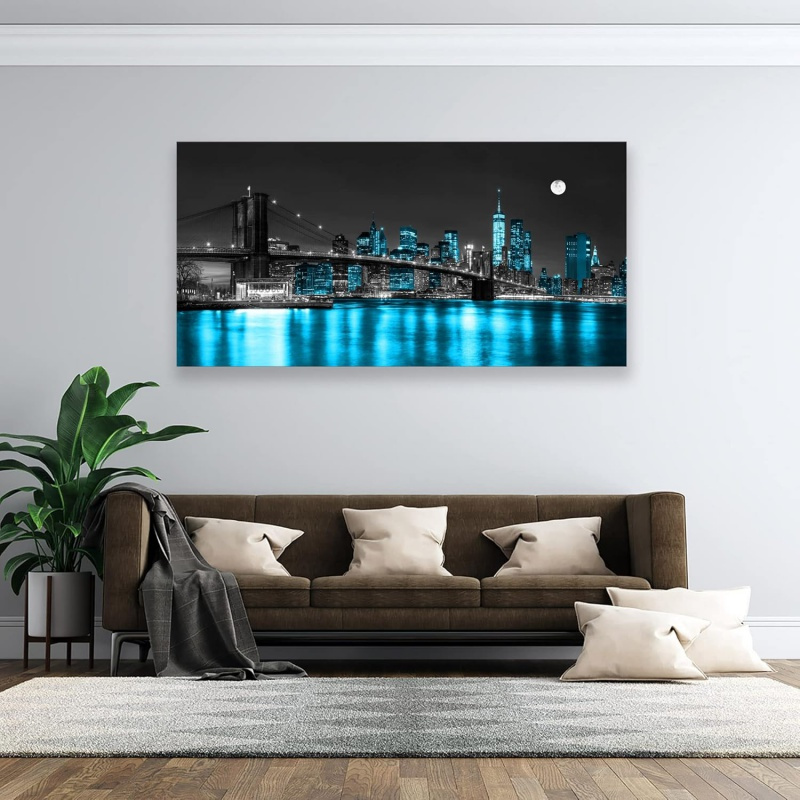 

Room Decor 1pc Canvas Painting Black White And Cityscape Night Building Picture Poster Print For Living Room Bedroom Kitchen Office Home Decor