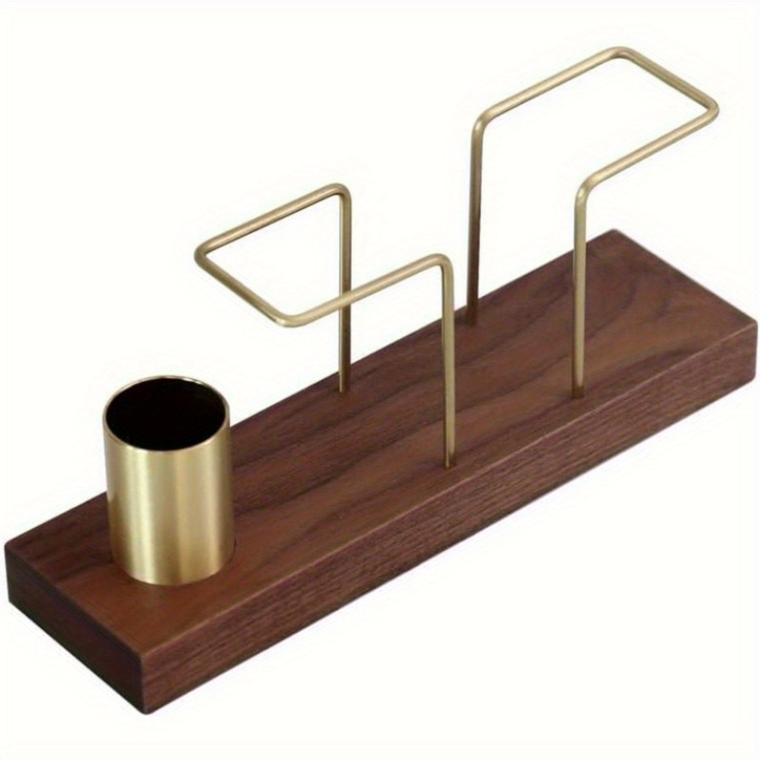 Elegant Wooden And Brass Tissue Box Holder With Toothpick Dispenser - Stylish Tabletop Storage Box For Cutlery,…: retailer-supplied image