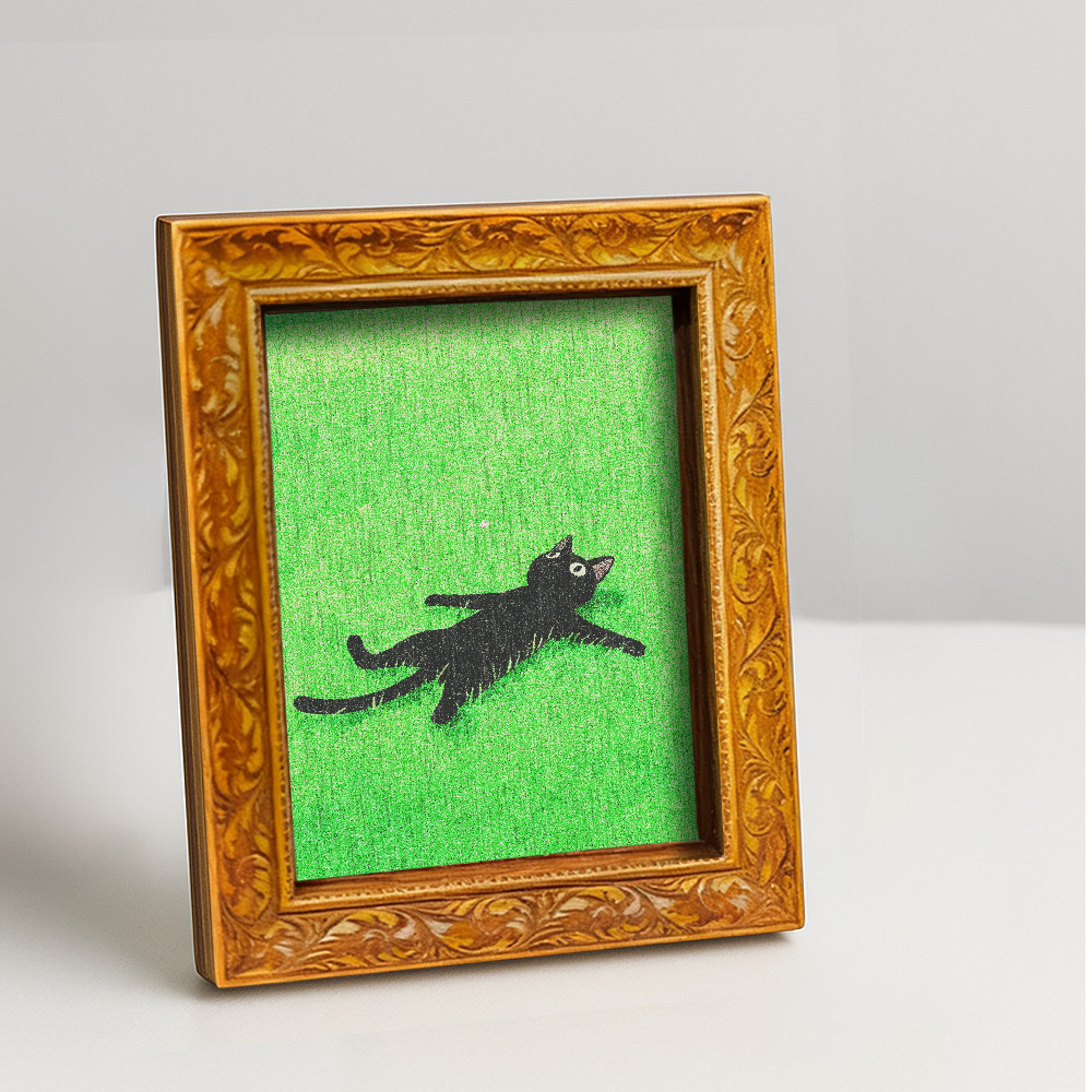 TEMU Un lindo imán de nevera de gato negro, una mini pintura decorativa de madera, un gato negro acostado en , un imán de nevera de madera, para la
