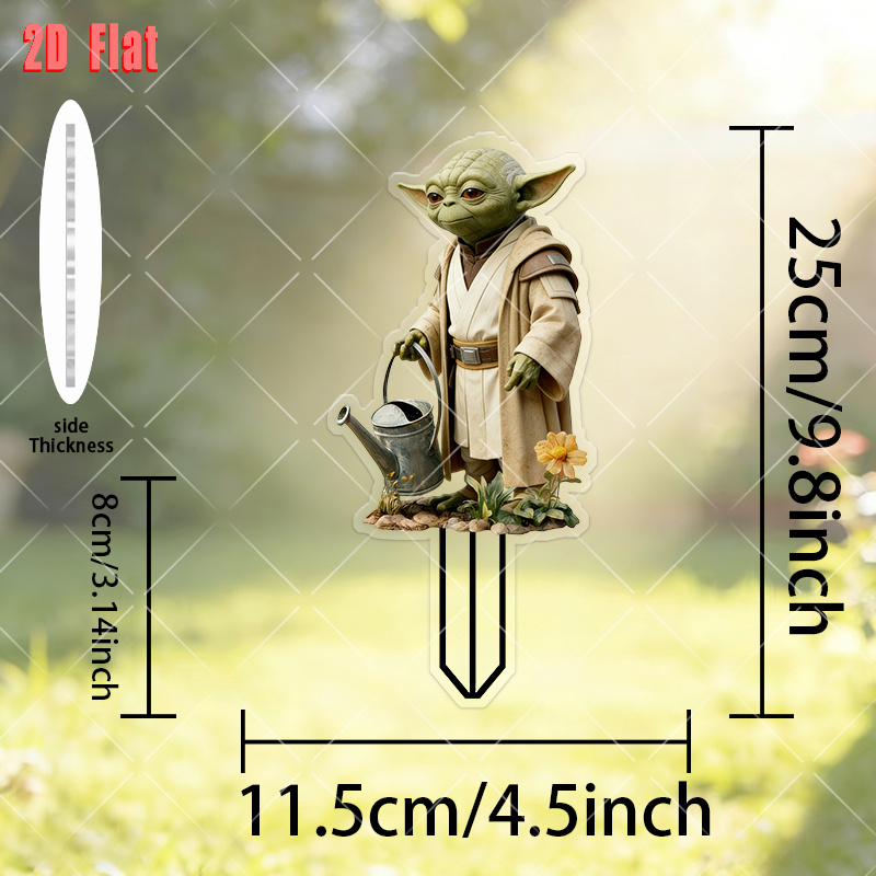 E-shop 2D Flach, [2D Flach] 2D Flach, ., Star Wars Meister Yoda Themen-Vintage-Gartenornament, neuartige Außendekoration, geeignet für Blumentöpfe,