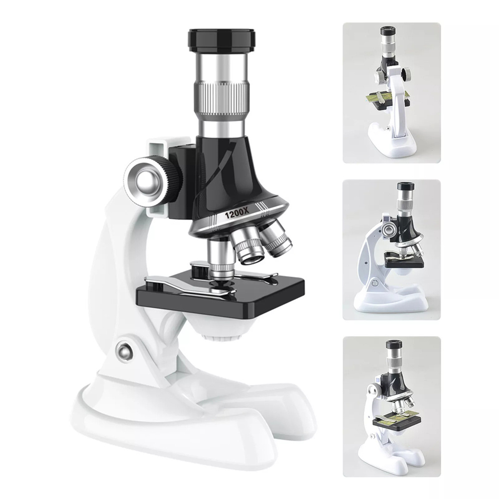 100x/600x/1200x Microscope Set With Adjustable Metal Arm, Beginner Professional Educational Microscope Kit For School Lab Experiments