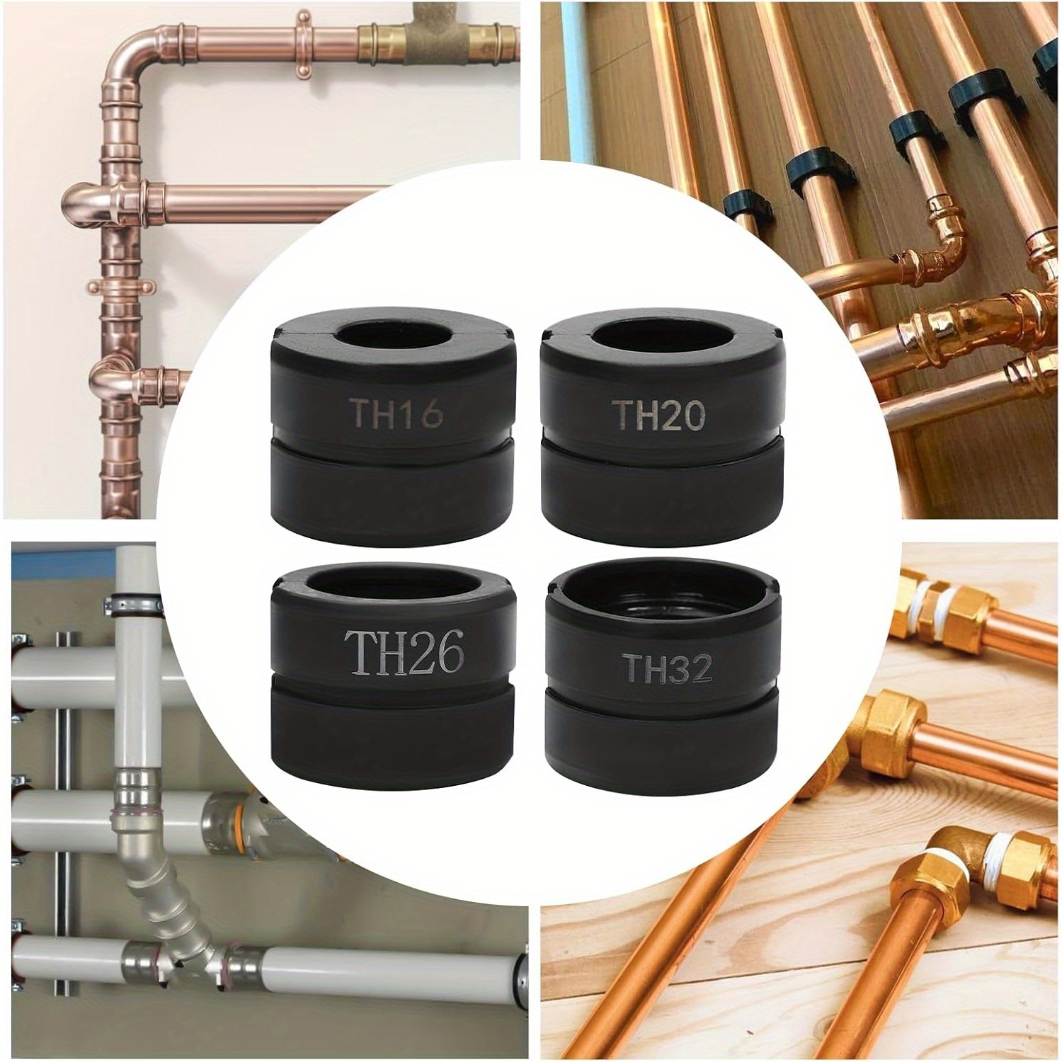 Image of Day Pipe Press Clamp Jaws And Stamping Clamps Are Made Of High-quality Cr45 Steel And Come With 4 Types Of Molds: Th16, Th20, Th26, And Th32. Are Used For Crimping Aluminum-plastic Pipes