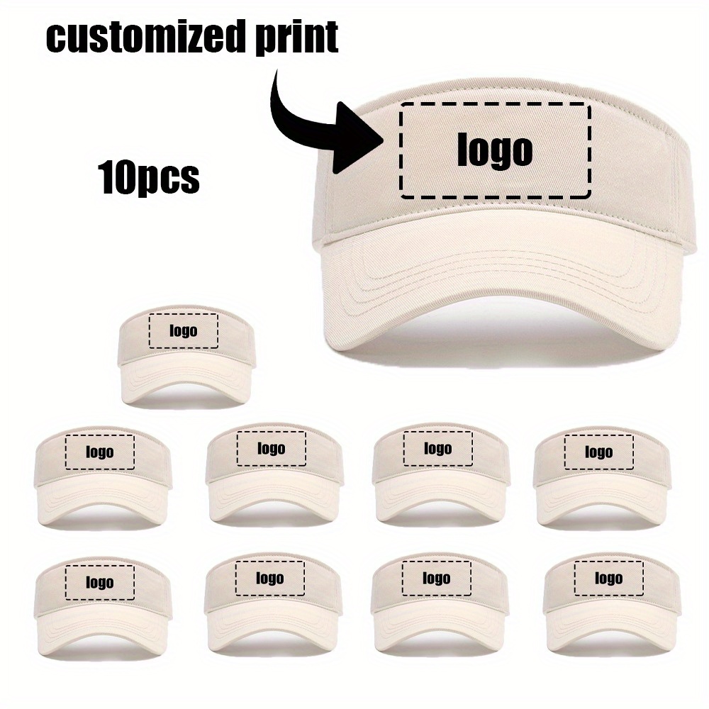 10pcs Custom Printed Unbrimmed Beach Hats