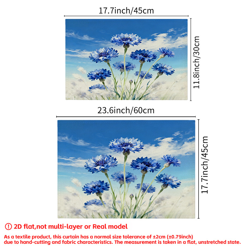 TEMU Blue Flower Drawer Liner, Refrigerator Mat, Shoe Cabinet Mat (2d Flat Printing), Fresh And Bright, And Soothing, Suitable For Spring, Ideal For