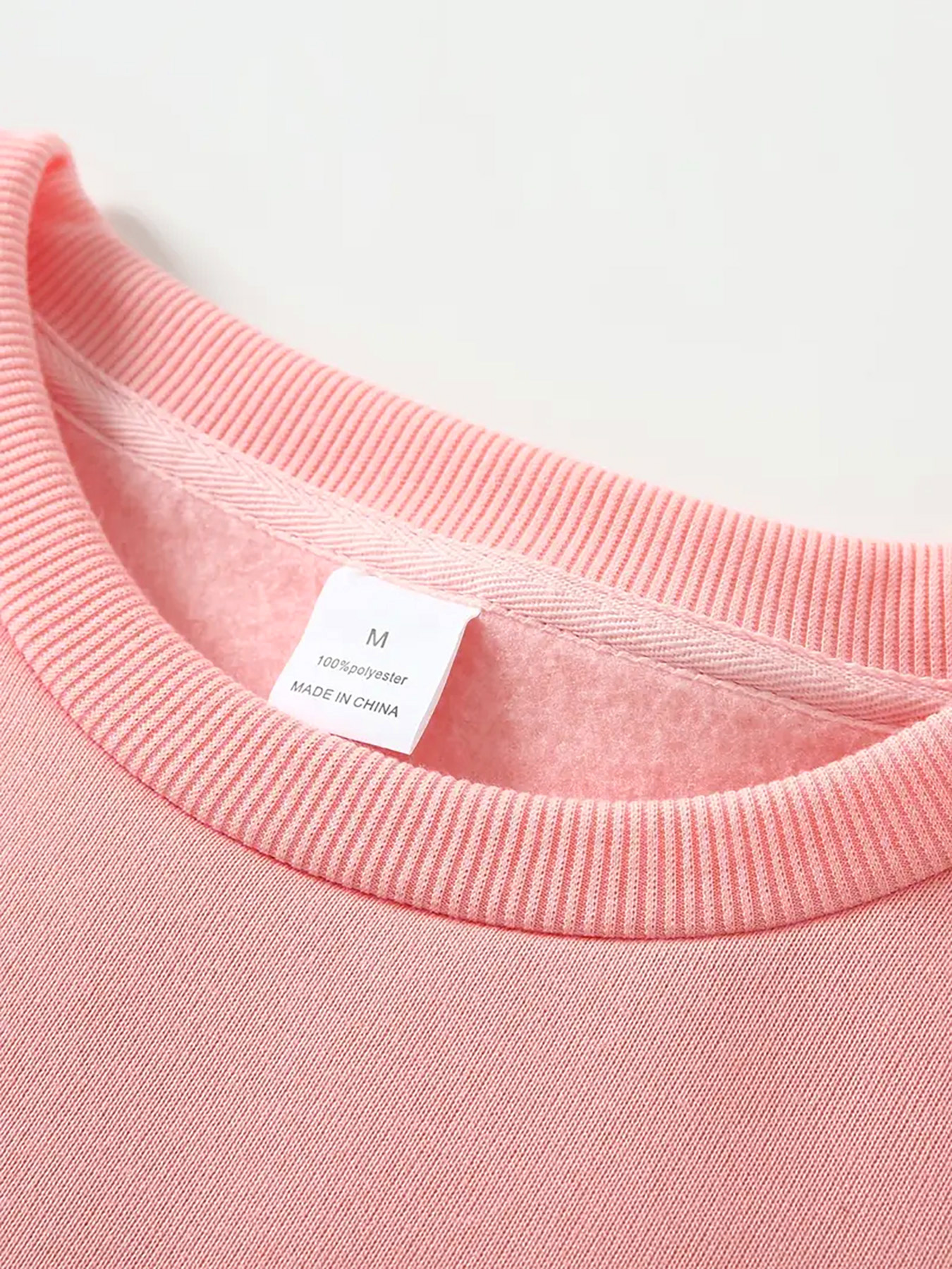 1 pièce Haut surdimensionné rose pour femmes Y2K avec inscription de bout en point - Pull ample à col rond, lavable en machine et adapté aux saisons (pas d'utilisation sèche)