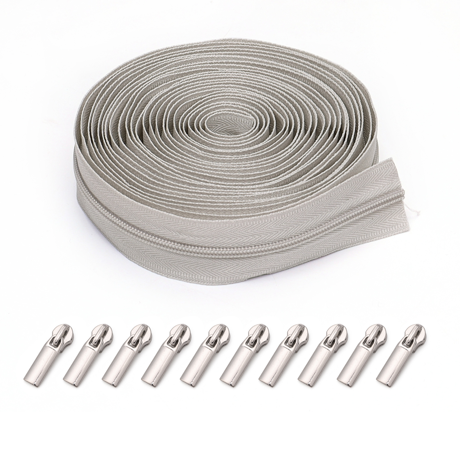 1 Set, 3# Nylon Zipper (450cm/177inch/) With 10 Zipper Heads, Suitable For Home Sewing Replacement Zippers