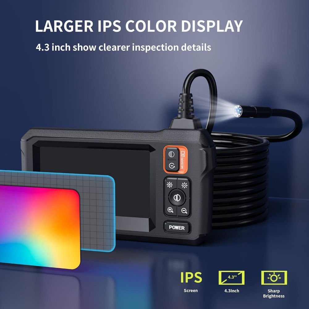 Endoscope Camera with Light 4.3 "IPS Screen, 1080P High Definition, 8 LED Lights, 3.3ft, 16.4-foot Semi-rigid Wire Endoscope, IP"67" Sewer Endoscope (accessories Can Be Purchased Separately, Buy Endoscope And Get Accessories for Free), Men's Tools 3 Endoscope Camera with Light 4.3 "IPS Screen, 1080P High Definition, 8 LED Lights, 3.3ft, 16.4-foot Semi-rigid Wire Endoscope, IP"67" Sewer Endoscope (accessories Can Be Purchased Separately, Buy Endoscope And Get Accessories for Free), Men's Tools - Image 3