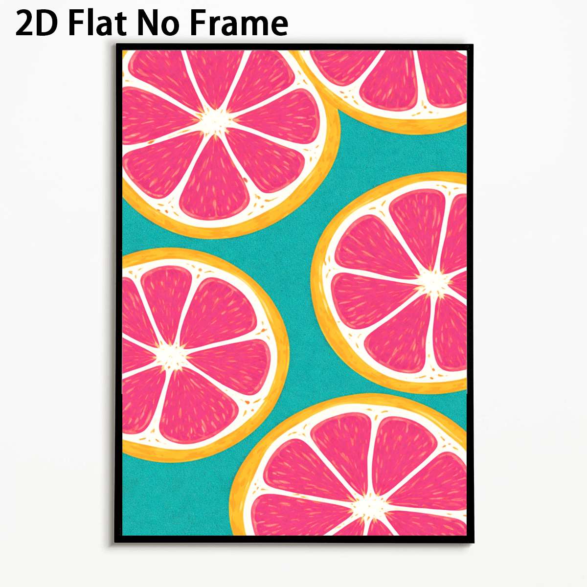 TEMU 2D Plat, 2D Plat, 1pc, Art Mural Pop Art, Affiches sur Toile Tranches de Pamplemousse Rose, d'Art Non Encadrées, Peinture Moderne sur Toile,