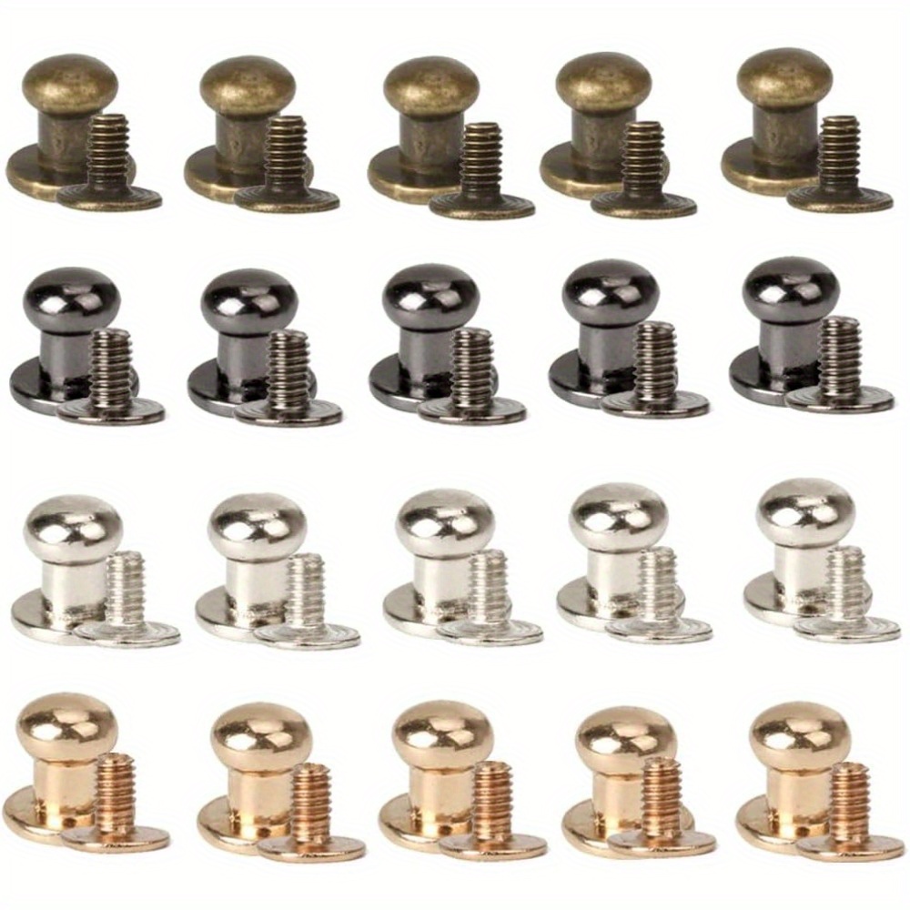 100pcs Leather Rivets, Large Button Studs With Round Head Hollow Mushroom Cap Screws 6mm For Diy Craft Leather Bags