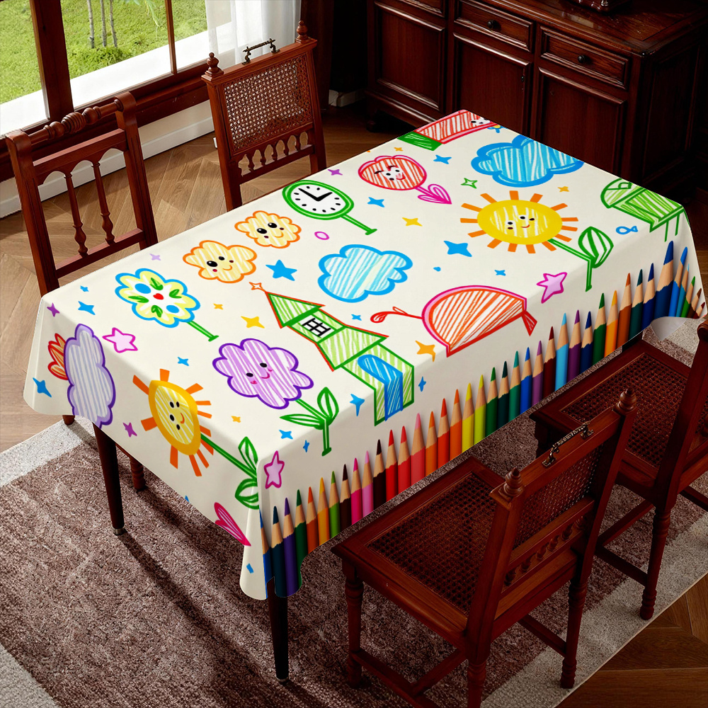 TEMU 1pc Table Cover, Colorful Children's Painting Theme Table Mat, Suitable For Children's Parties, Birthday Celebrations, Game Room Decorations,