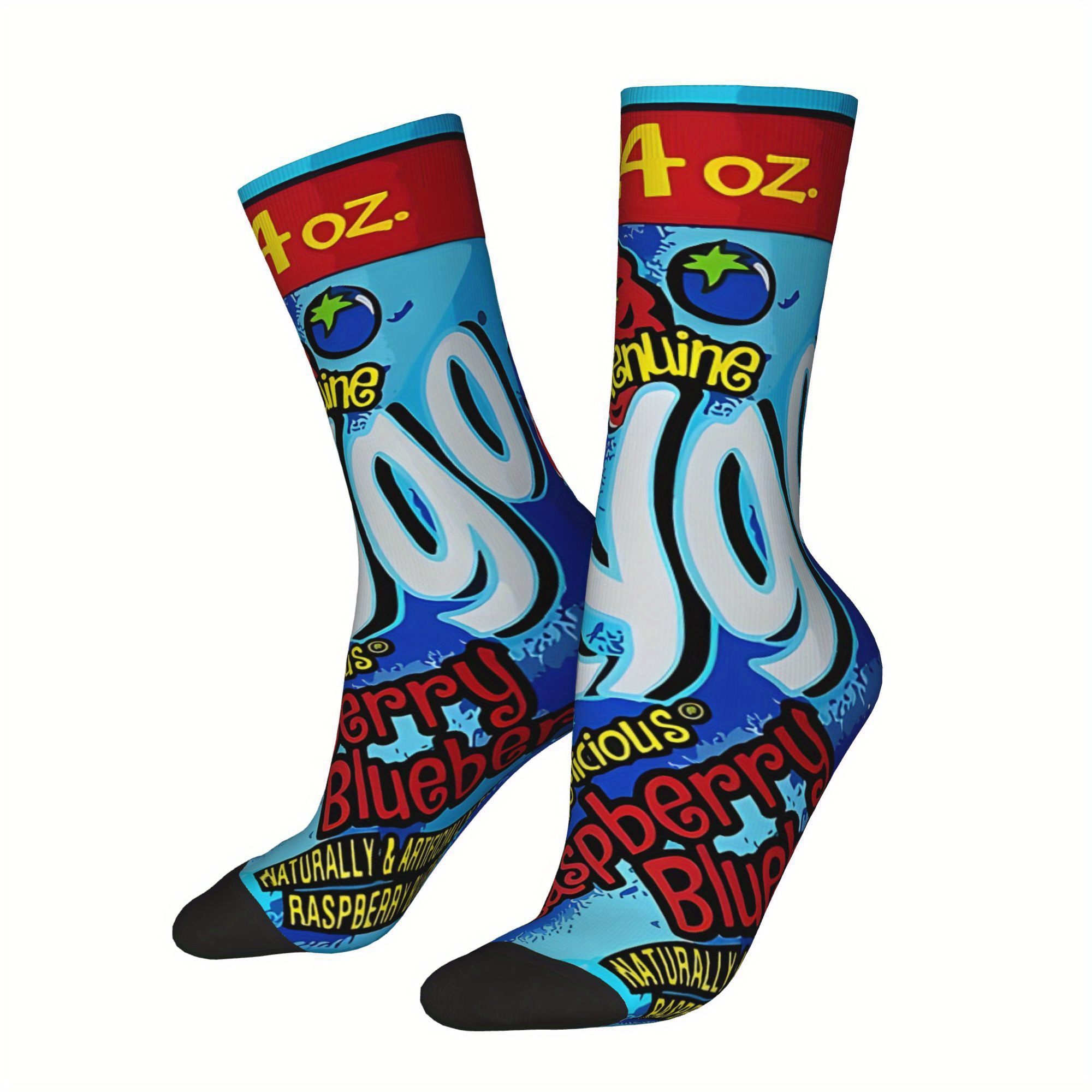 

1 Pair Retro Hip Hop Novelty Pattern Crew Socks, 95% Polyester 5% Elastane, Knit Fabric, Hand Wash/, Raspberry