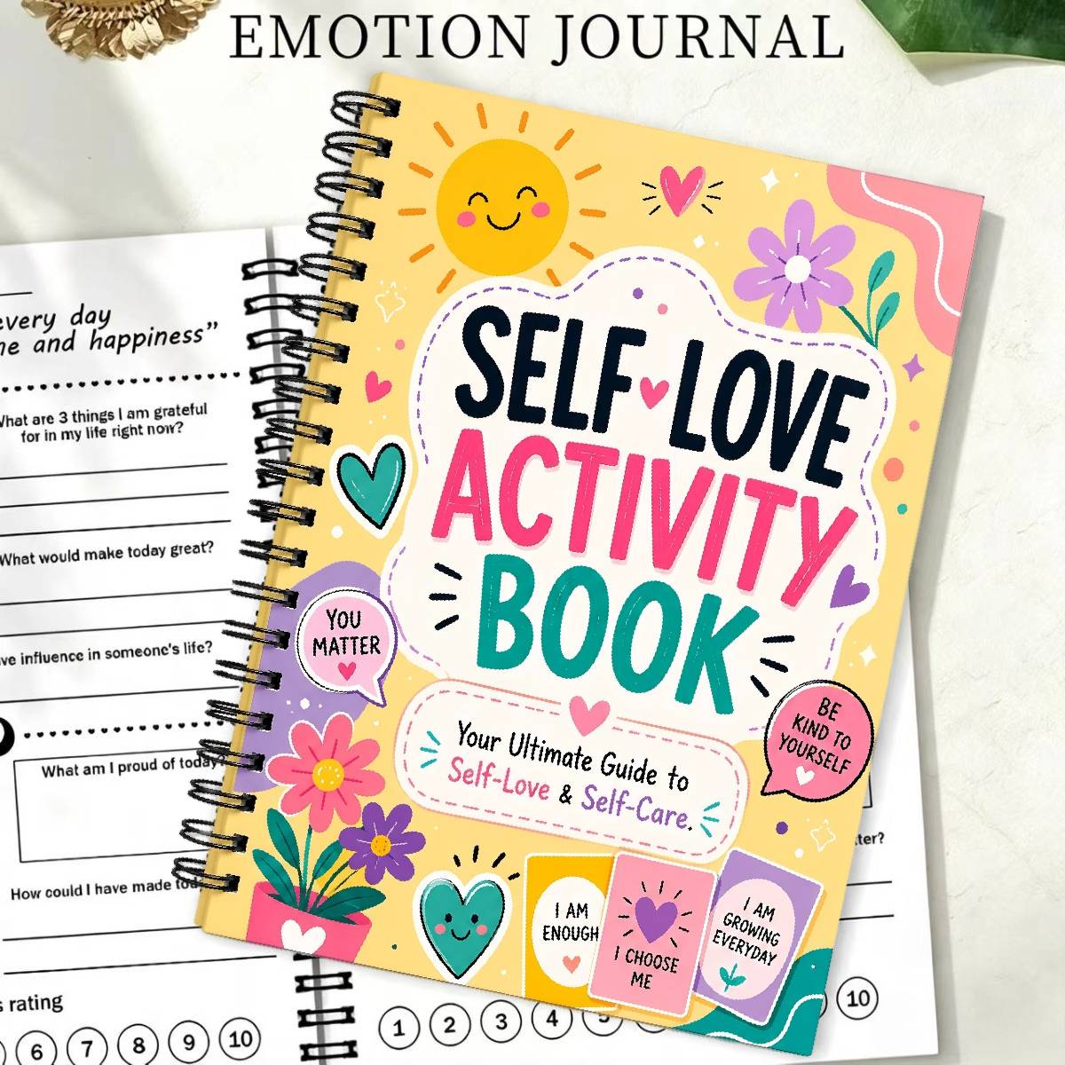 TEMU Designed For Mood Tracking: Mood Diary Book, Spiral Bound With Black Spiral, Guided Self-care Journal With Positive Affirmations, Reflective