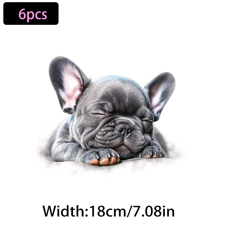 E-shop 6 Stück French Bulldog Bügelbilder, DIY Aufbügler, Langlebiges Kunststoff für T-Shirt Gestaltung, Kissen-Deko, Mehrfarbig & Waschfestes Vinyl –
