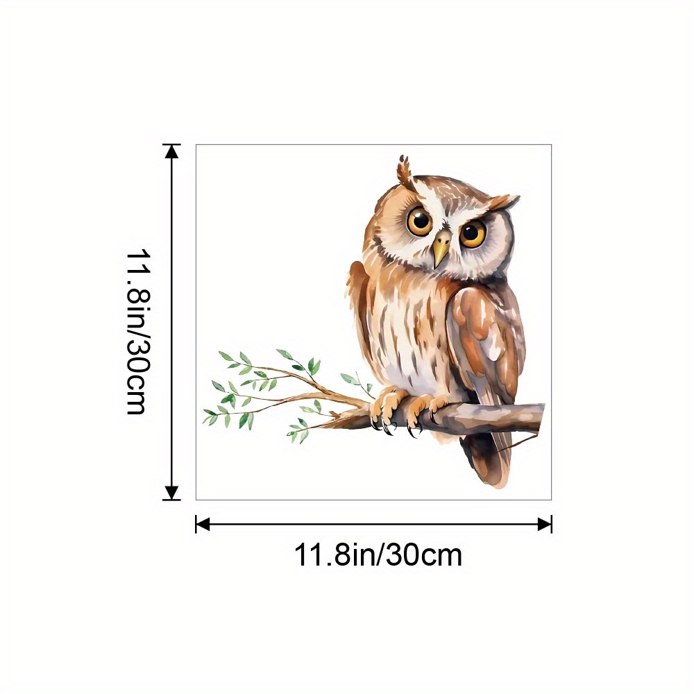 Image of A Cartoon Owl On A Branch For Decorating Your Bedroom, Living Room, Or Self-adhesive Wall Stickers