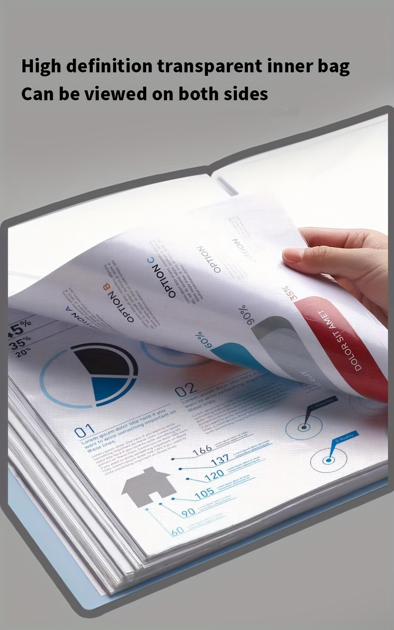 A4 Folder with 60 Pockets, Suitable for Exam Papers and Other A4 Size Documents, PP Material, High Transparency and Waterproof, Convenient to Store and Organize, Ideal for Home Documents, School, and Office Organization | Back to School Season | Graduation Season