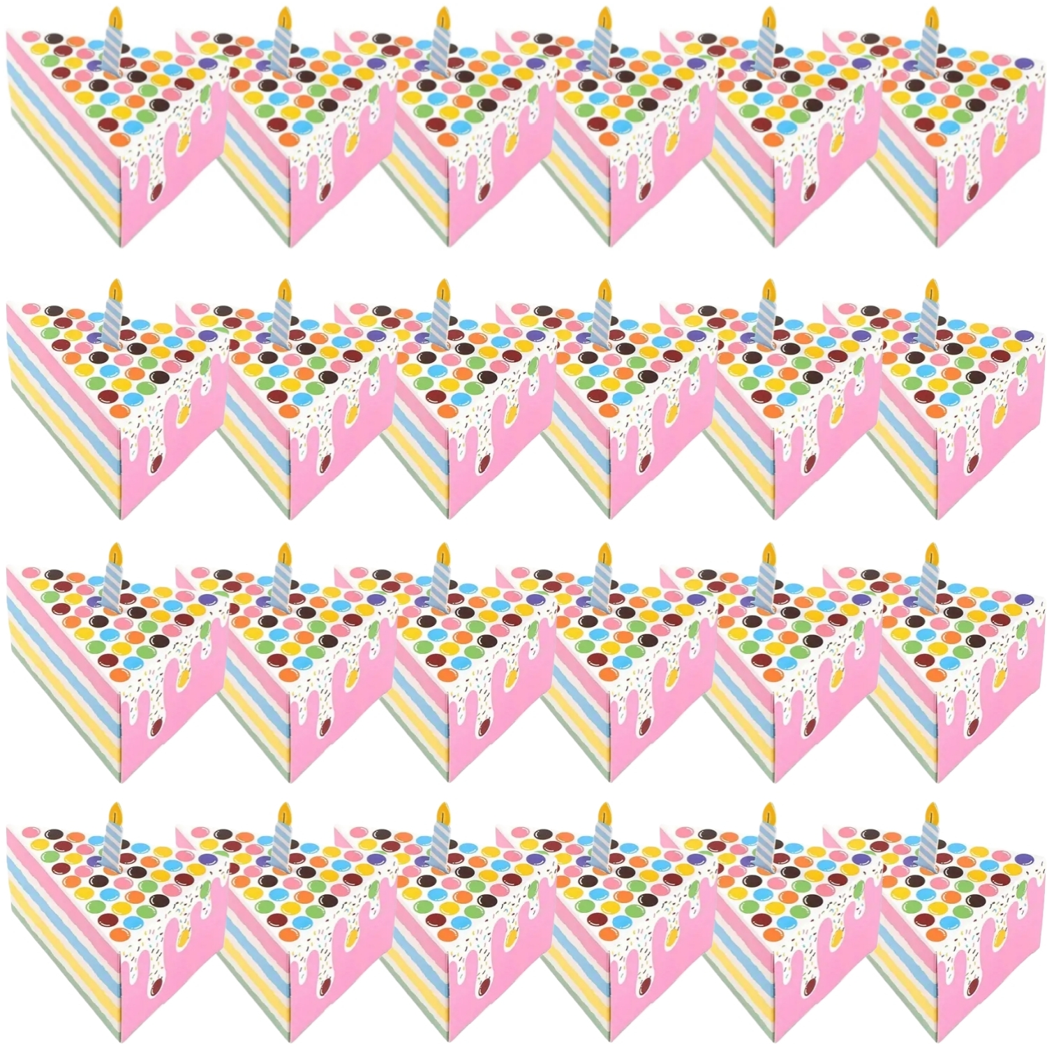 TEMU 24pcs Multicolor Birthday Cake-shaped Gift Box Set, Triangular Gift Box With 3d Card Design, Perfect For Birthday, Spring Festival, And