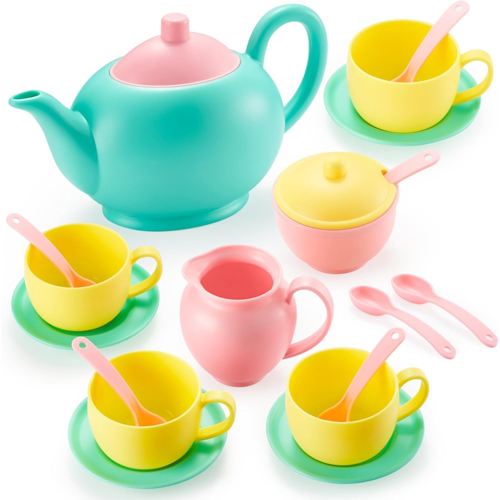 TEMU Ensemble de jeu de thé pour rôle en feinte, aliments de jeu supplémentaires, BPA, phtalates, service à thé en plastique, pour enfants