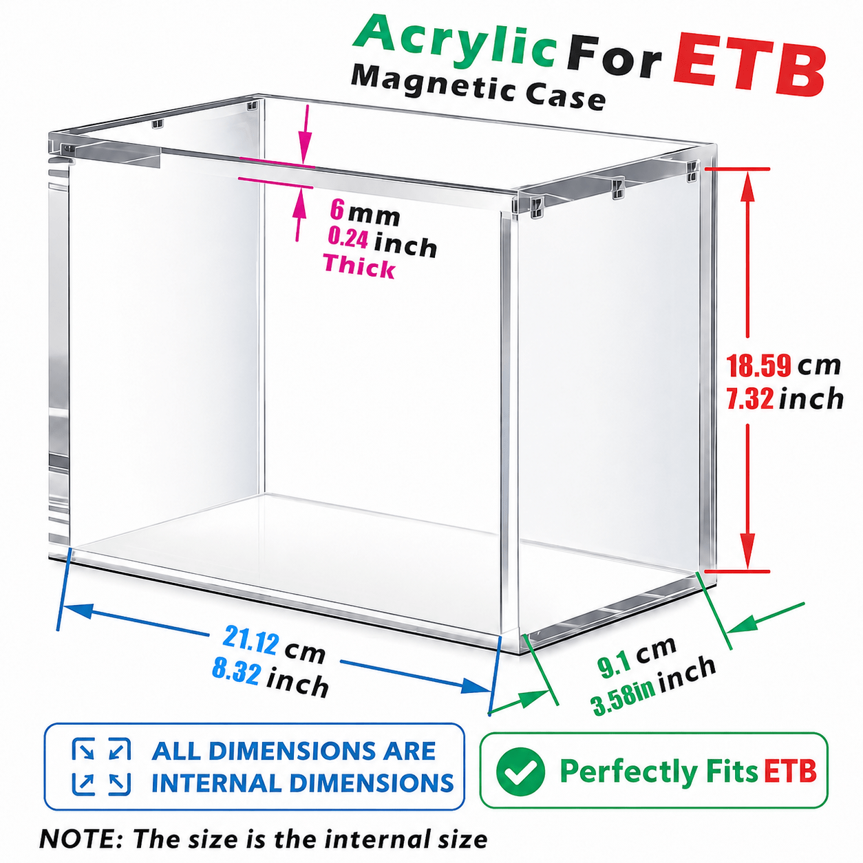 TEMU 2/3pcs Etb 6mm Thick Clear Acrylic Etb Display Box For Etb With Magnetic Cover - Etb Collector Protection Box, Uv Resistant, Stackable Design