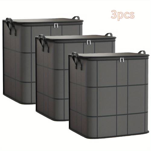 3 pack large clothing storage bags thickened foldable wardrobe organizer bags with reinforced handles and zipper closure space saving storage bags for clothes and bedding suitable for wardrobes under beds moving design