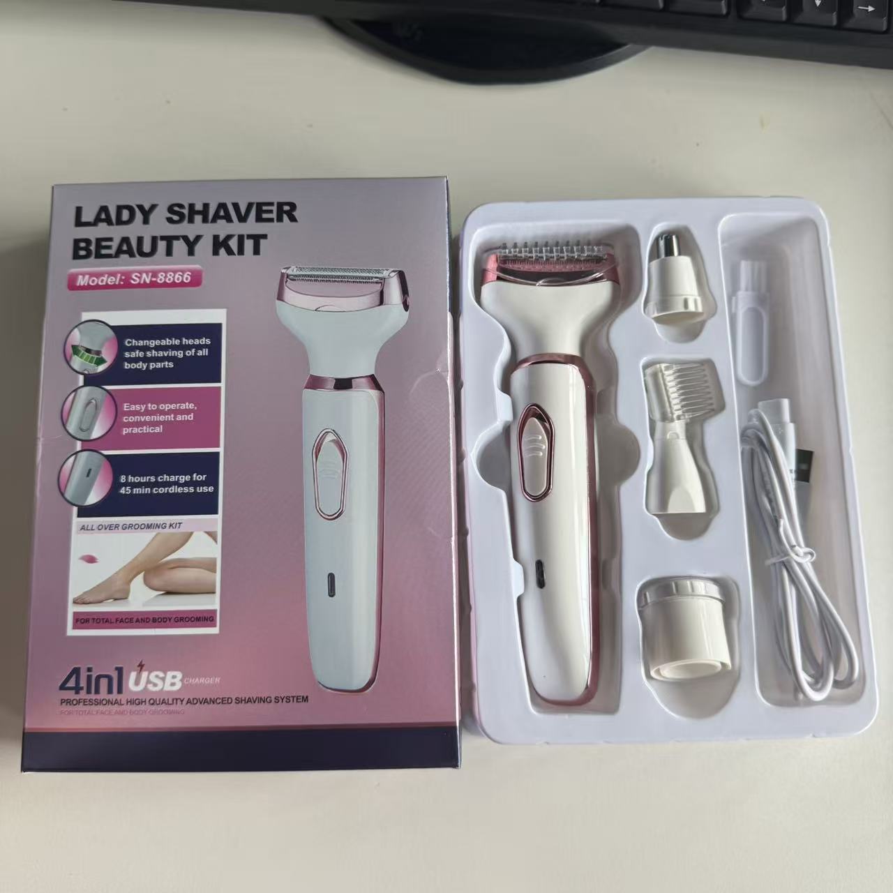 TEMU Rasoir électrique pour femmes, kit d'épilation fil 4-en-1, tondeuse bikini, convient pour , les jambes, les aisselles - Utilisation sur peau
