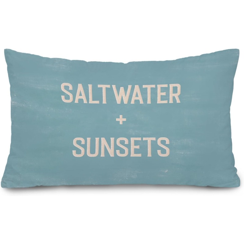 TEMU 2d Flat - 1pc Of 2d Flat Printing, Decorative Throw Pillow Case In Blue Featuring Coastal , Measuring 12x20 Inches. Ideal For Coastal-themed