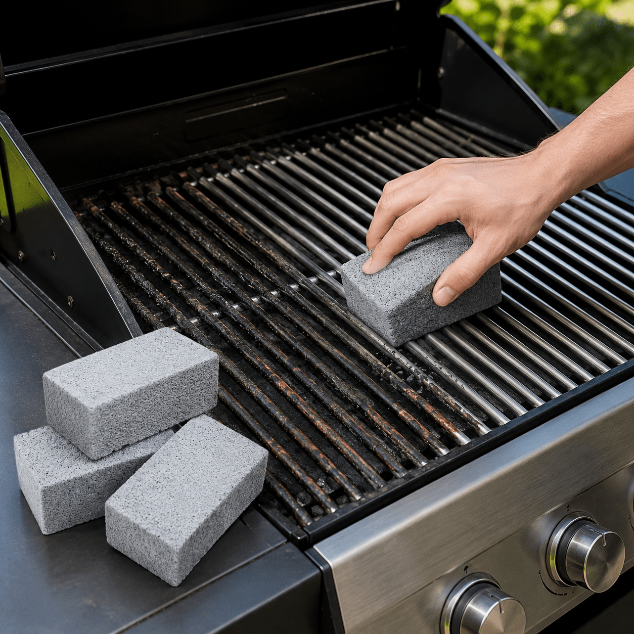 TEMU 4-pack Heavy Duty Bbq Grill Cleaning Sponge Blocks, Durable Griddle Cleaner Sponges For Oven, Baking Tray, Stove Top, Multifunctional Outdoor