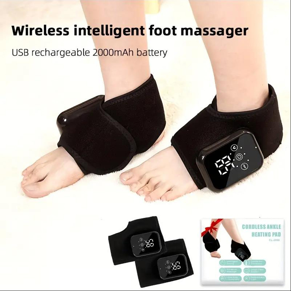 TEMU 2pcs 3 Heating Levels Heated Ankle Brace With Vibration, Usb Rechargeable Foot Heating Pad For Foot Massager And 3 Vibration Modes Adjustable