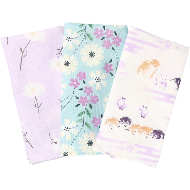 TEMU 3pcs Set Of 18×26 Inch Japanese Tenugui Cluster Versatile Featuring , Flowers, And Cute Animal Design Patterns For Style And Durability