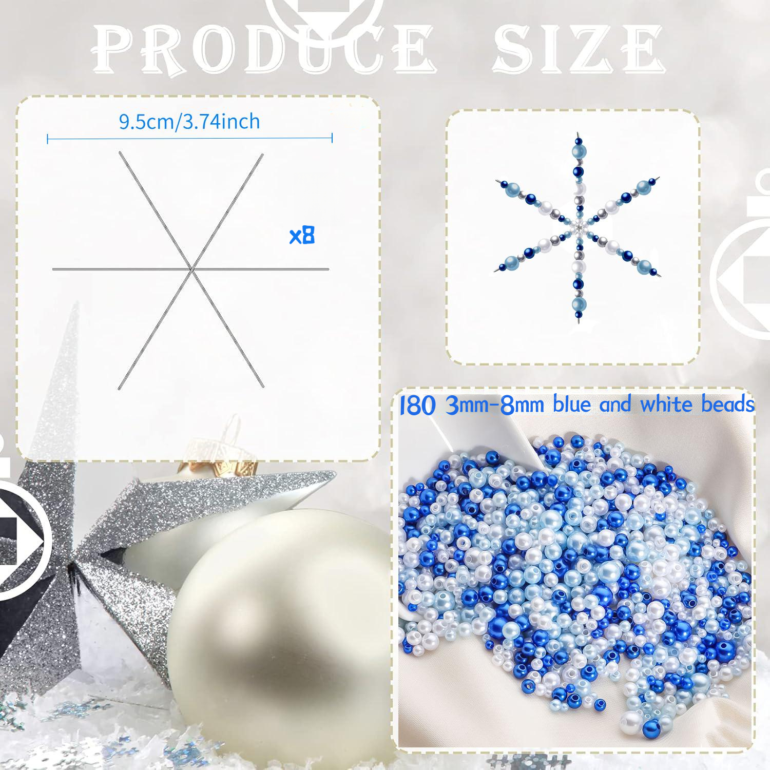 TEMU 8pcs Snowflake Cords And 180pcs Random Sizes Random Colors Artificial Pearls Set, Ideal For , Decorating Indoor And Outdoor Scenes