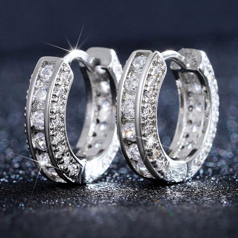 TEMU Women' April Birthstone Hoop Earrings - Shiny Synthetic Zirconia Huggie Hoops With K Plating Suitable For Wedding, Engagement, Everyday Jewelry,